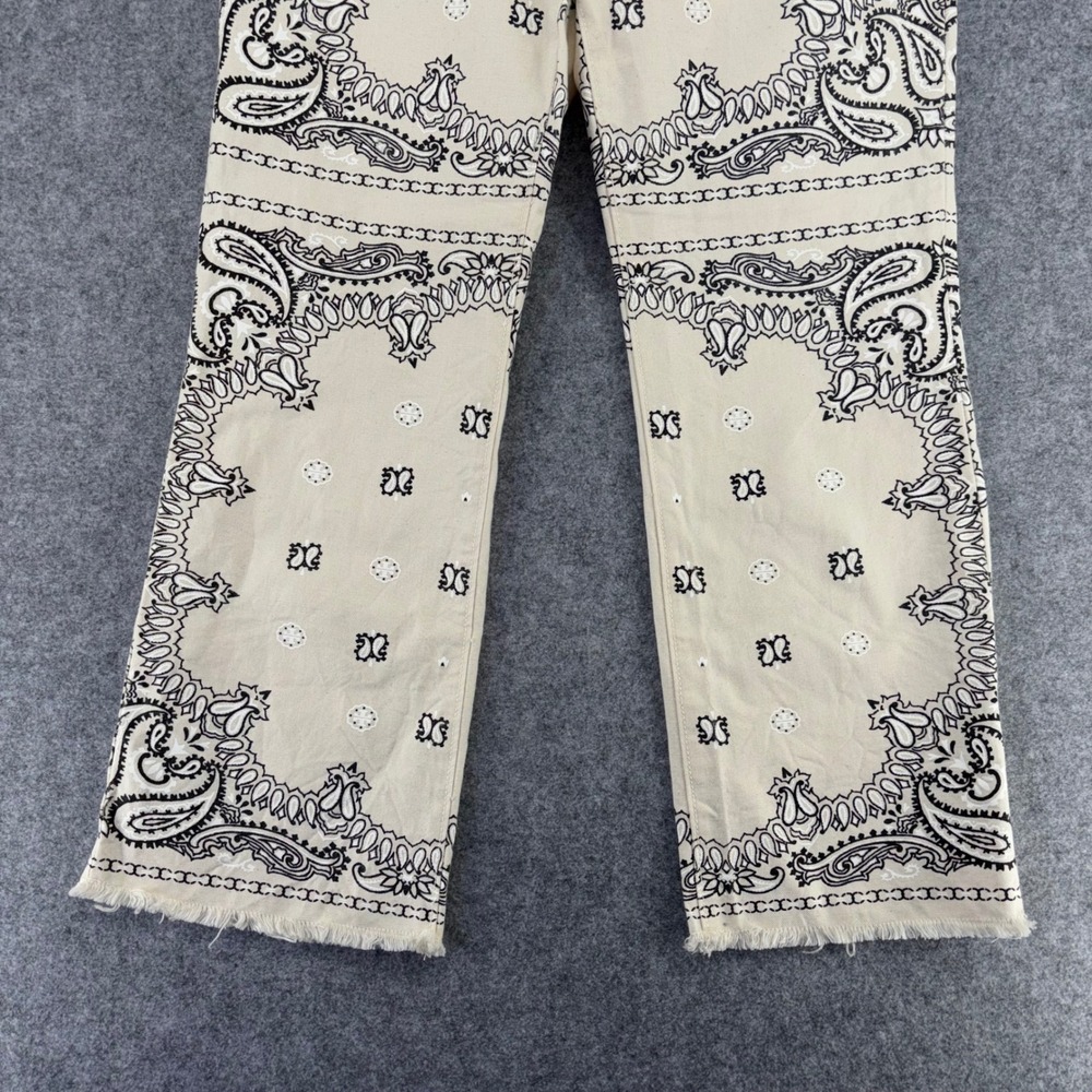 Tory Burch Bandana Paisley Print Straight Leg Pants Cream Black Size 29 - Picture 13 of 13
